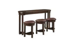 Set da tavola da bar di 4 pezzi con 3 sgabelli imbottiti in PU, tavolo da pranzo altezza bancone, set colazione salvaspazio per cucina, sala da pranzo, espresso
