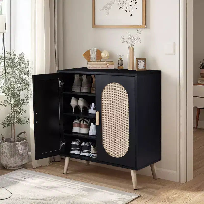 Karl Home Mobile scarpiera in rattan moderna da 18 paia