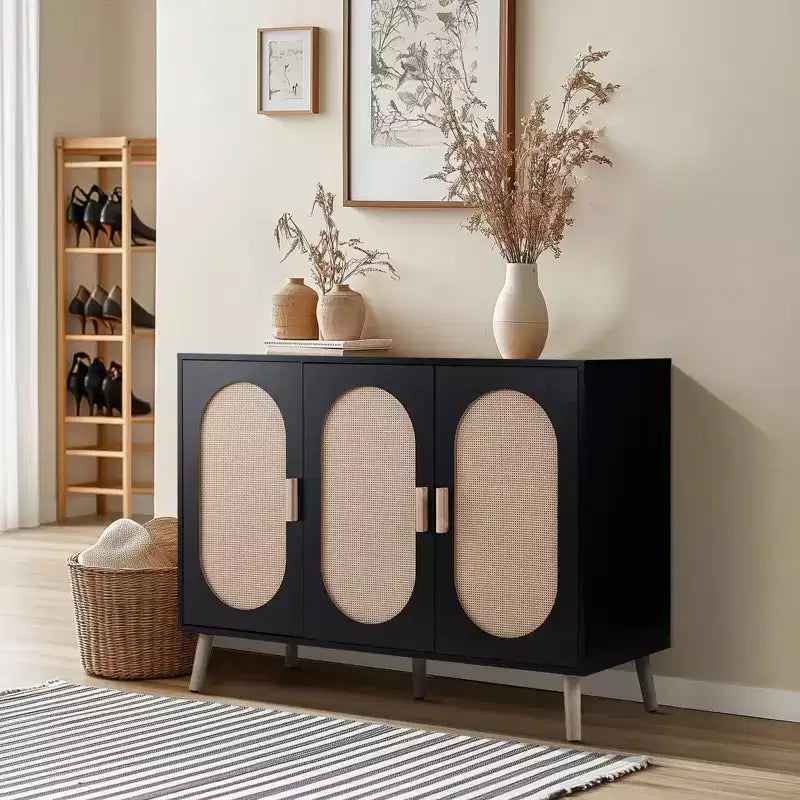 Karl Home Scarpiera moderna in rattan con 24 paia di scarpe