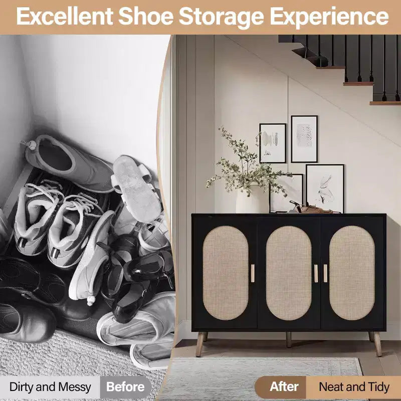 Karl Home Scarpiera moderna in rattan con 24 paia di scarpe