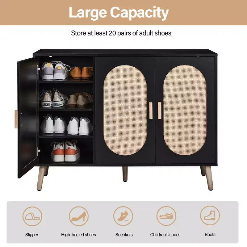 Karl Home Scarpiera moderna in rattan con 24 paia di scarpe