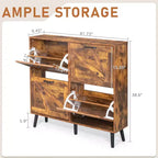 Karl Home Scarpiera con 4 Ante a Ribalta Maniglie Nere Melaminico Truciolare Gambe Nere 106 cm Legno Effetto Invecchiato