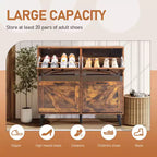 Karl Home Scarpiera con 4 Ante a Ribalta Maniglie Nere Melaminico Truciolare Gambe Nere 106 cm Legno Effetto Invecchiato