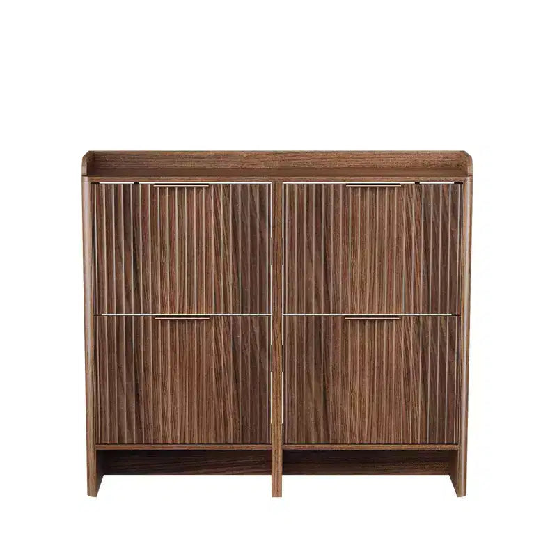 Karl Home Scarpiera con 4 Ante a Ribalta in Stile a Doghe, 109 cm, con Deflettore sul Piano Superiore