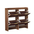 Karl Home Scarpiera con 4 Ante a Ribalta in Stile a Doghe, 109 cm, con Deflettore sul Piano Superiore