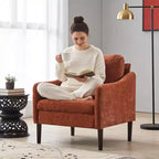 Poltrona in ciniglia stile Mid-Century Modern con braccioli curvi, Poltrona singola imbottita per soggiorno, camera da letto o ufficio