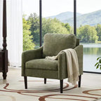 Poltrona in ciniglia stile Mid-Century Modern con braccioli curvi, Poltrona singola imbottita per soggiorno, camera da letto o ufficio