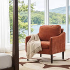 Poltrona in ciniglia stile Mid-Century Modern con braccioli curvi, Poltrona singola imbottita per soggiorno, camera da letto o ufficio