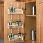 Organizzatore estraibile Rev-A-Shelf per pensili da cucina, portaspezie a scorrimento da porta con 3 ripiani regolabili, legno d'acero, 4ASR-15