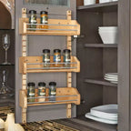 Organizzatore estraibile Rev-A-Shelf per pensili da cucina, portaspezie a scorrimento da porta con 3 ripiani regolabili, legno d'acero, 4ASR-15