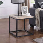Realizzato per stile e funzionalità, questo tavolino da divano/comodino quadrato in legno e metallo con ripiano, piccolo tavolino per soggiorno.
