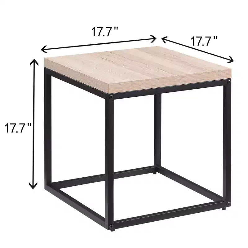 Realizzato per stile e funzionalità, questo tavolino da divano/comodino quadrato in legno e metallo con ripiano, piccolo tavolino per soggiorno.