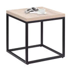 Realizzato per stile e funzionalità, questo tavolino da divano/comodino quadrato in legno e metallo con ripiano, piccolo tavolino per soggiorno.