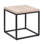 Realizzato per stile e funzionalità, questo tavolino da divano/comodino quadrato in legno e metallo con ripiano, piccolo tavolino per soggiorno.