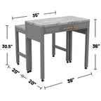 GDFStudio Dawson Set da pranzo altezza bancone in legno stile rustico con piano espandibile effetto marmo