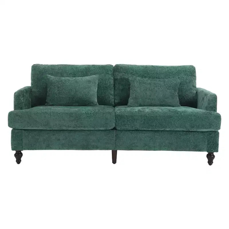 Divanetto Sofà in Tessuto Ciniglia Mid-Century, Divano Moderno Imbottito a 2 Posti