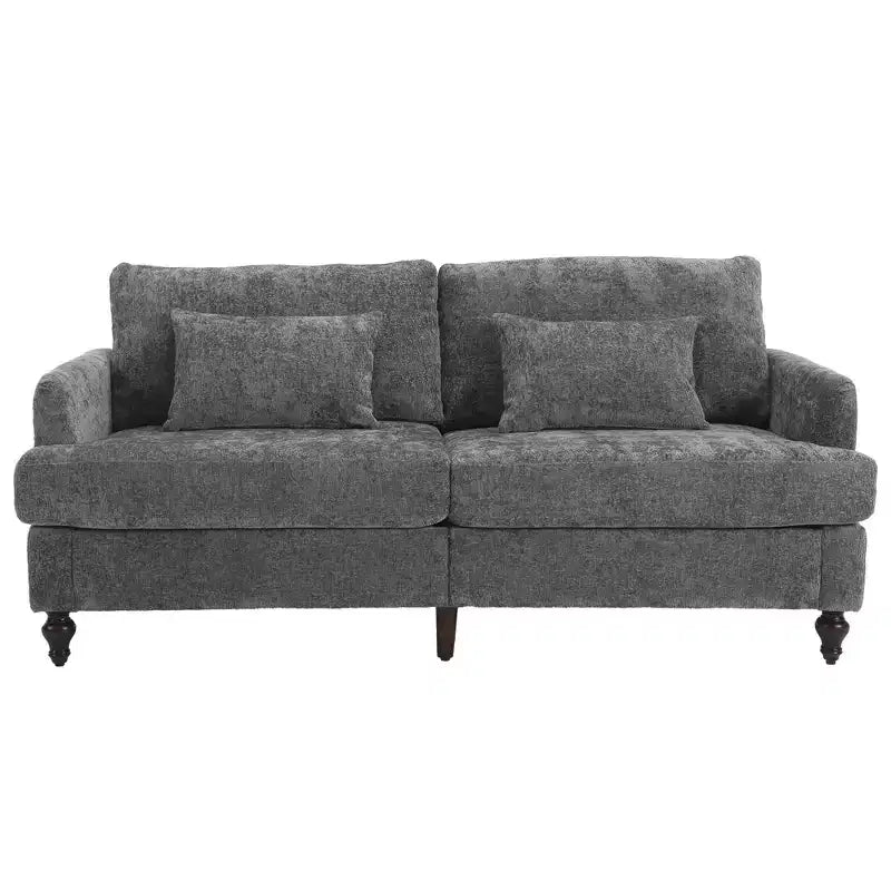 Divanetto Sofà in Tessuto Ciniglia Mid-Century, Divano Moderno Imbottito a 2 Posti