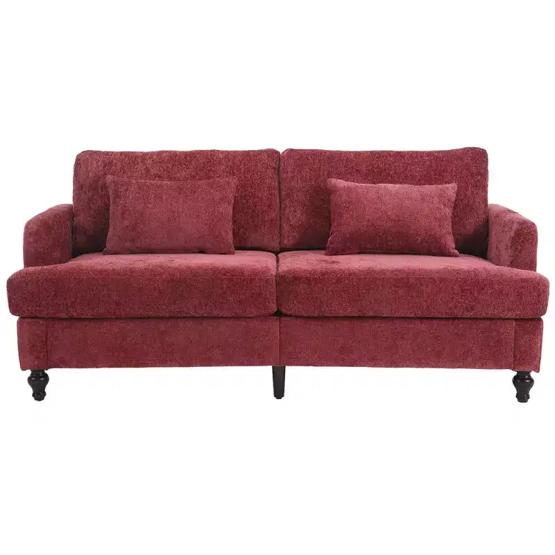 Divanetto Sofà in Tessuto Ciniglia Mid-Century, Divano Moderno Imbottito a 2 Posti