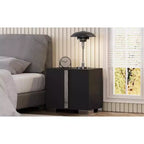 Comodino moderno e lineare con 1 cassetto e accenti a specchio per camera da letto e soggiorno