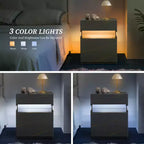 Comodino a 3 cassetti illuminato a LED per camera da letto e soggiorno