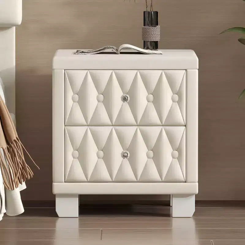 Comodino Elegante in Velluto di Lusso con 2 Cassetti per Camera da Letto o Soggiorno