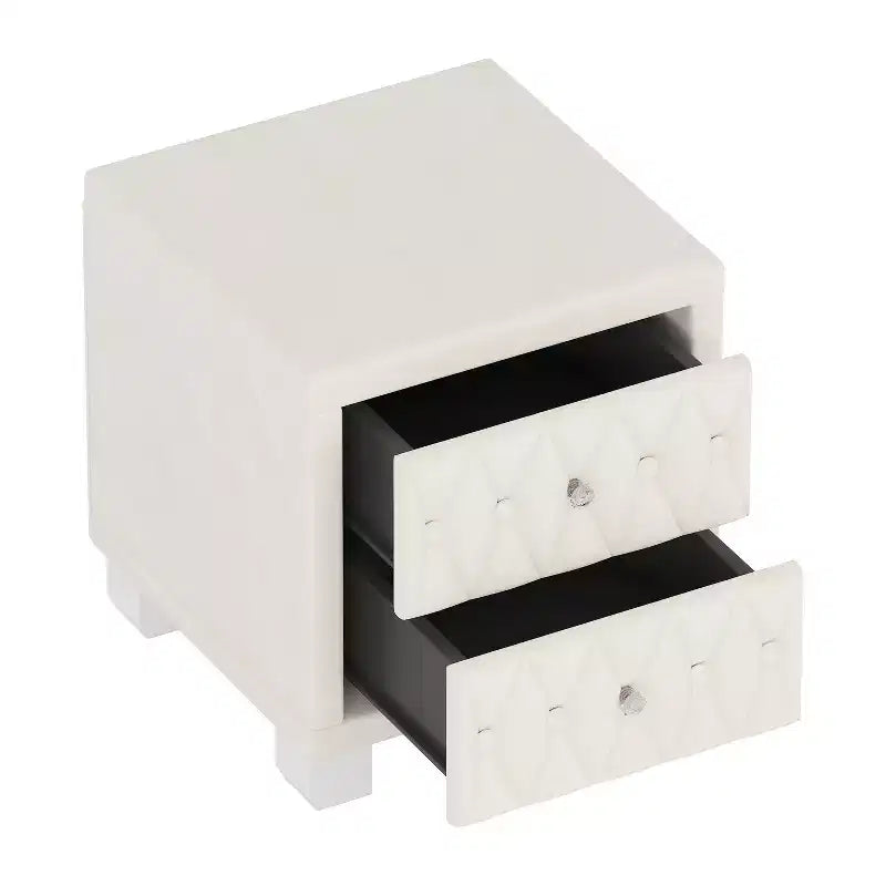 Comodino Elegante in Velluto di Lusso con 2 Cassetti per Camera da Letto o Soggiorno
