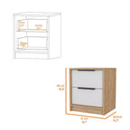 Comodino Washington elegante e funzionale con 2 cassetti per camera da letto e soggiorno