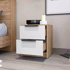 Comodino Washington elegante e funzionale con 2 cassetti per camera da letto e soggiorno
