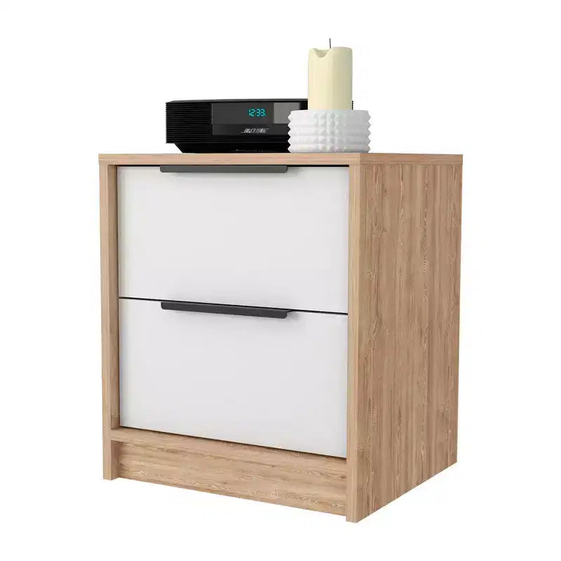 Comodino Washington elegante e funzionale con 2 cassetti per camera da letto e soggiorno