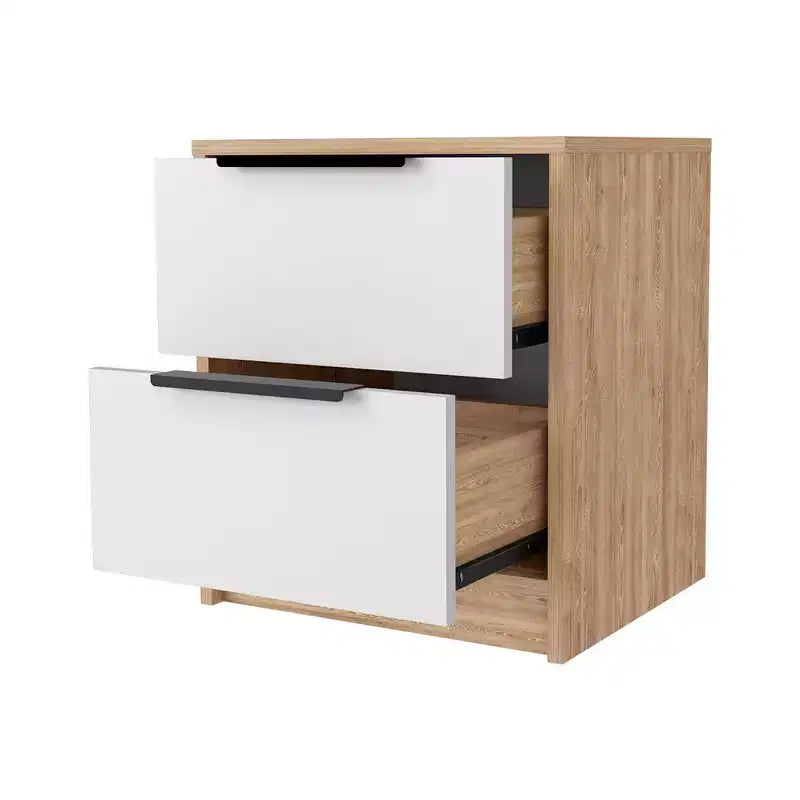 Comodino Washington elegante e funzionale con 2 cassetti per camera da letto e soggiorno