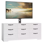 Mobile TV con supporto per TV da 55 pollici, mobile credenza a 9 cassetti con contenitore, console media moderna in legno per soggiorno e camera da letto