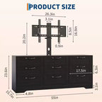 Mobile TV con supporto per TV da 55 pollici, mobile credenza a 9 cassetti con contenitore, console media moderna in legno per soggiorno e camera da letto