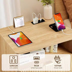 Comodino con stazione di ricarica, tavolino da letto a 2 cassetti con USB-C, prese CA, ripiano aperto e contenitore per camera da letto