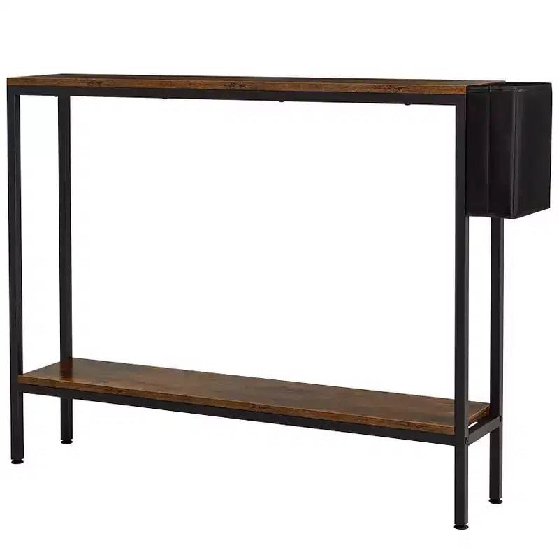 Tavolo Consolle Stretto a 2 Ripiani con Tasca Laterale "The Lakeside Collection"