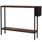Tavolo Consolle Stretto a 2 Ripiani con Tasca Laterale "The Lakeside Collection"