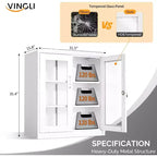VETRINA VINGLI con serratura, anta in vetro e 3 ripiani, armadietto in metallo da 35,5" H, vetrinetta per liquori, libreria