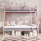 Letto a castello Twin Over Full, in metallo con scaletta e ringhiera, resistente, bordi arrotondati e lisci, design salvaspazio, ideale per dormitori e camere piccole