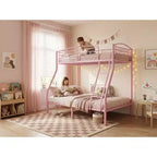 Letto a castello Twin Over Full, in metallo con scaletta e ringhiera, resistente, bordi arrotondati e lisci, design salvaspazio, ideale per dormitori e camere piccole