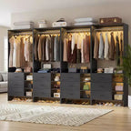 Besiost Set di 4 organizer per armadio con cassetti in legno e aste appendiabiti