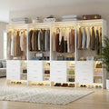 Besiost Set di 4 organizer per armadio con cassetti in legno e aste appendiabiti