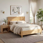 ModernLuxe Letto a piattaforma Queen/King Size con testiera a doghe verticali Letto rustico moderno, nessuna base a molle necessaria