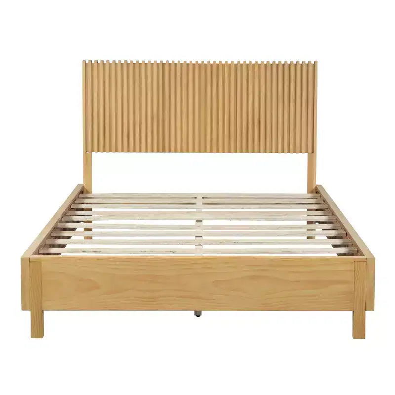 ModernLuxe Letto a piattaforma Queen/King Size con testiera a doghe verticali Letto rustico moderno, nessuna base a molle necessaria