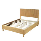 ModernLuxe Letto a piattaforma Queen/King Size con testiera a doghe verticali Letto rustico moderno, nessuna base a molle necessaria