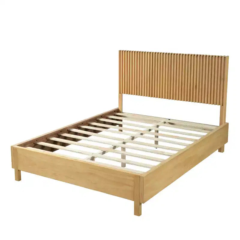 ModernLuxe Letto a piattaforma Queen/King Size con testiera a doghe verticali Letto rustico moderno, nessuna base a molle necessaria