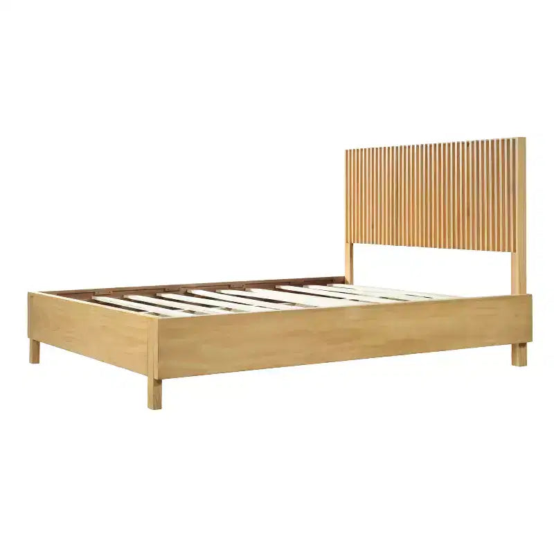 ModernLuxe Letto a piattaforma Queen/King Size con testiera a doghe verticali Letto rustico moderno, nessuna base a molle necessaria
