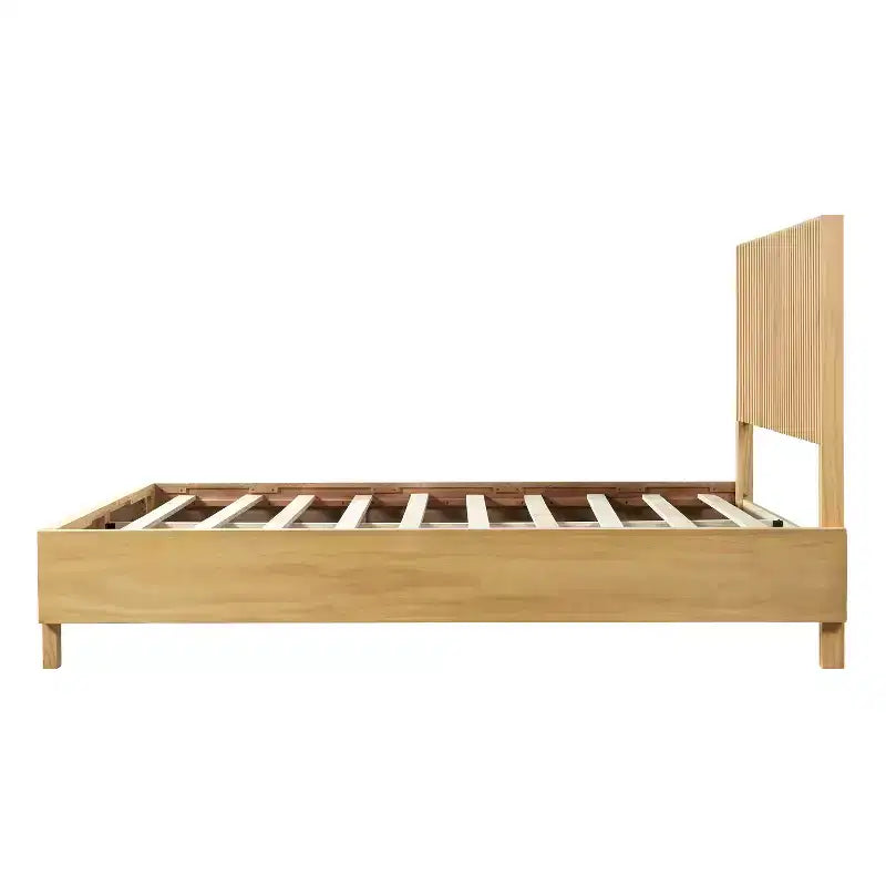 ModernLuxe Letto a piattaforma Queen/King Size con testiera a doghe verticali Letto rustico moderno, nessuna base a molle necessaria