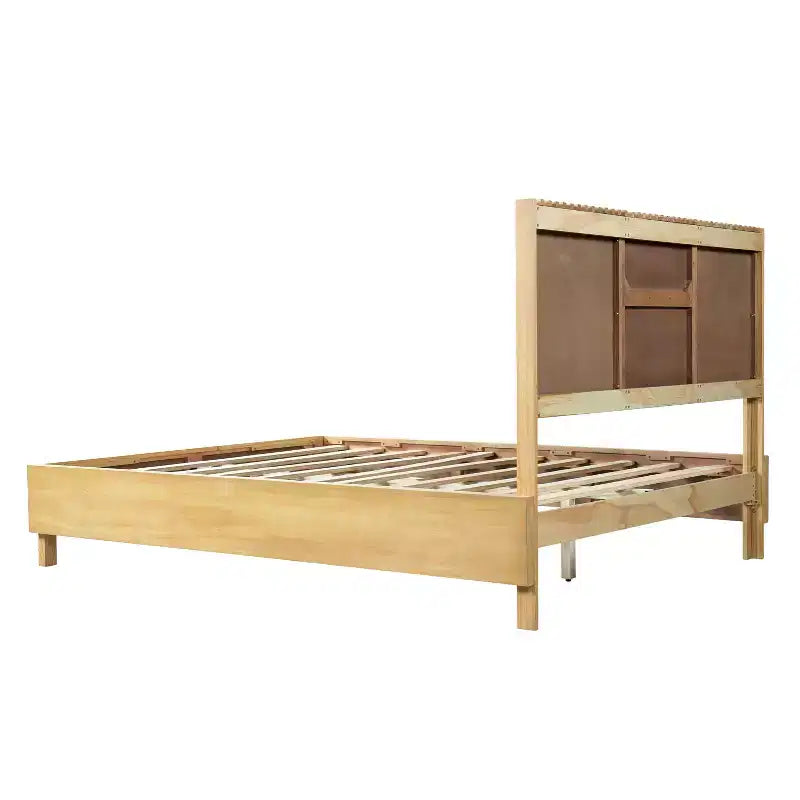 ModernLuxe Letto a piattaforma Queen/King Size con testiera a doghe verticali Letto rustico moderno, nessuna base a molle necessaria