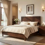 ModernLuxe Letto a piattaforma Queen/King Size con testiera a doghe verticali Letto rustico moderno, nessuna base a molle necessaria