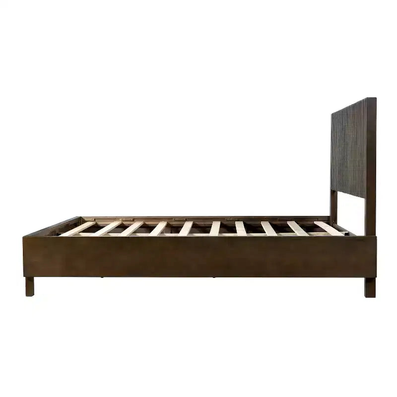 ModernLuxe Letto a piattaforma Queen/King Size con testiera a doghe verticali Letto rustico moderno, nessuna base a molle necessaria
