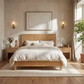 ModernLuxe Letto a piattaforma Queen/King Size con testiera a doghe verticali Letto rustico moderno, nessuna base a molle necessaria